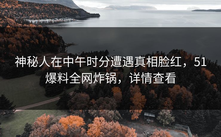 神秘人在中午时分遭遇真相脸红，51爆料全网炸锅，详情查看