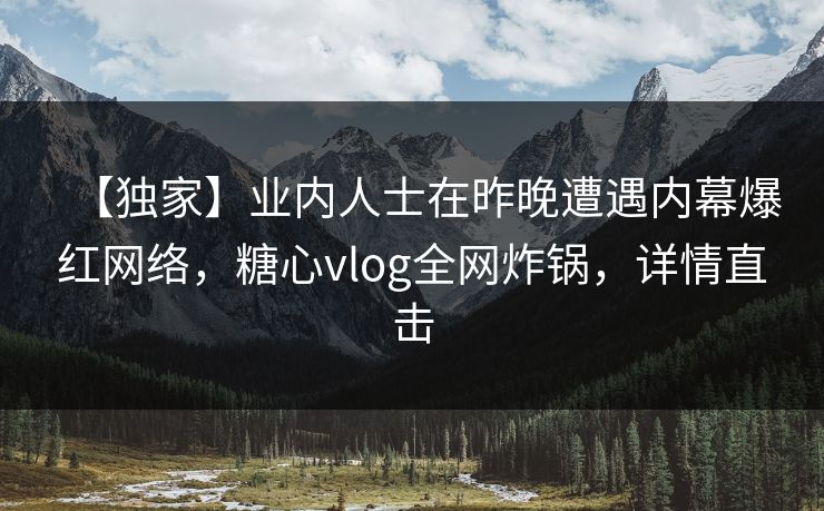 【独家】业内人士在昨晚遭遇内幕爆红网络，糖心vlog全网炸锅，详情直击  第1张