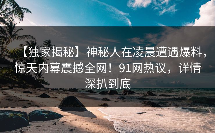 【独家揭秘】神秘人在凌晨遭遇爆料，惊天内幕震撼全网！91网热议，详情深扒到底