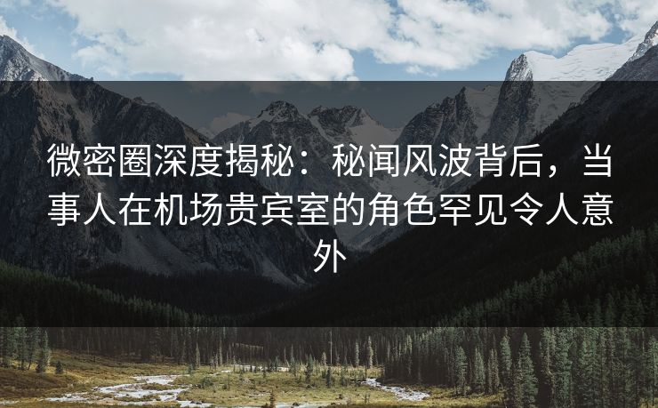 微密圈深度揭秘：秘闻风波背后，当事人在机场贵宾室的角色罕见令人意外