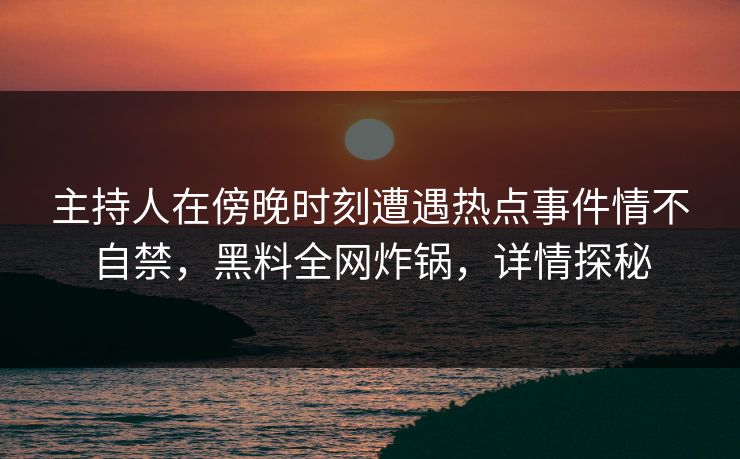 主持人在傍晚时刻遭遇热点事件情不自禁，黑料全网炸锅，详情探秘  第1张