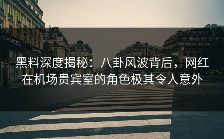 黑料深度揭秘:八卦风波背后,网红在机场贵宾室的角色极其令人意外  第1张 黑料深度揭秘:八卦风波背后,网红在机场贵宾室的角色极其令人意外  第1张
